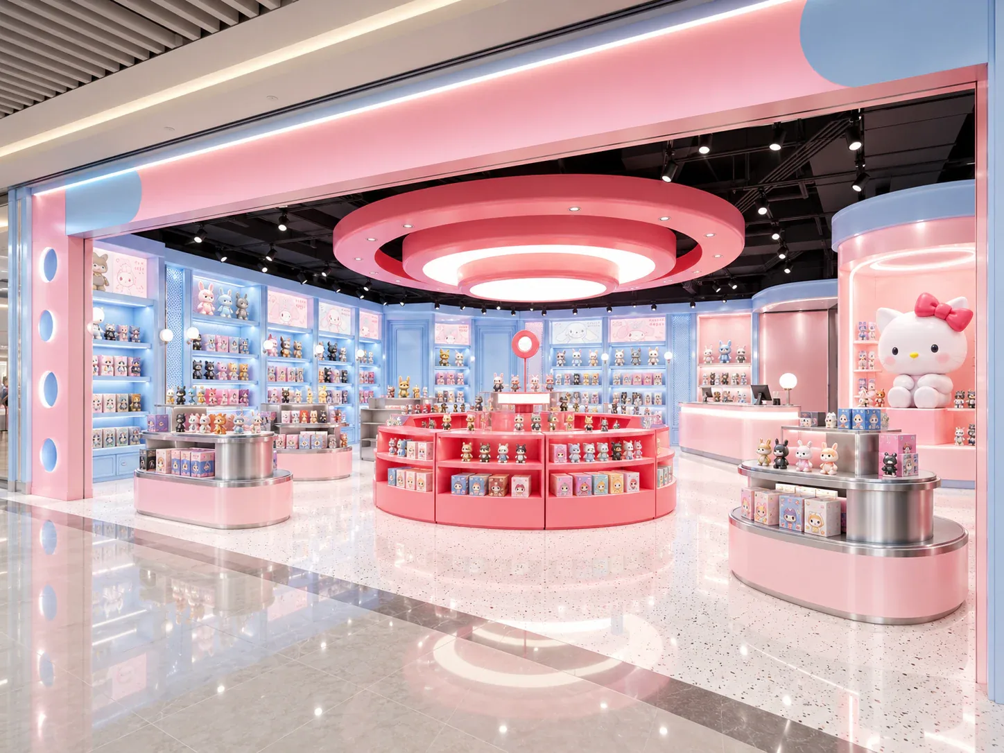 Lavender Toy Store with Gradient-Lit Checkout — reference view 2 of 7