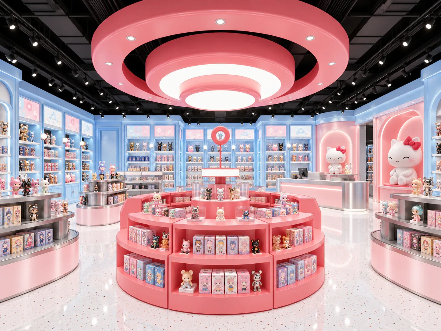 Lavender Toy Store with Gradient-Lit Checkout — reference view 6 of 7