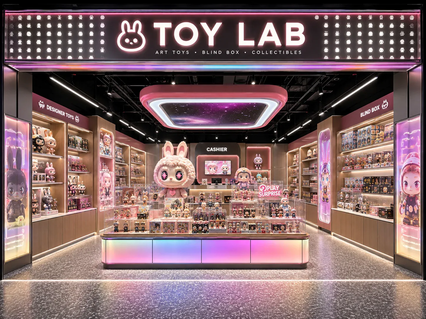 Neon Pink Toy Boutique Storefront Concept