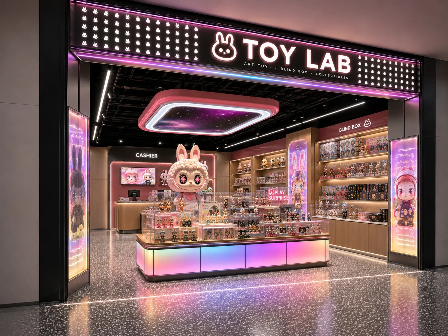 Neon Pink Toy Boutique Storefront Concept — reference view 3 of 5