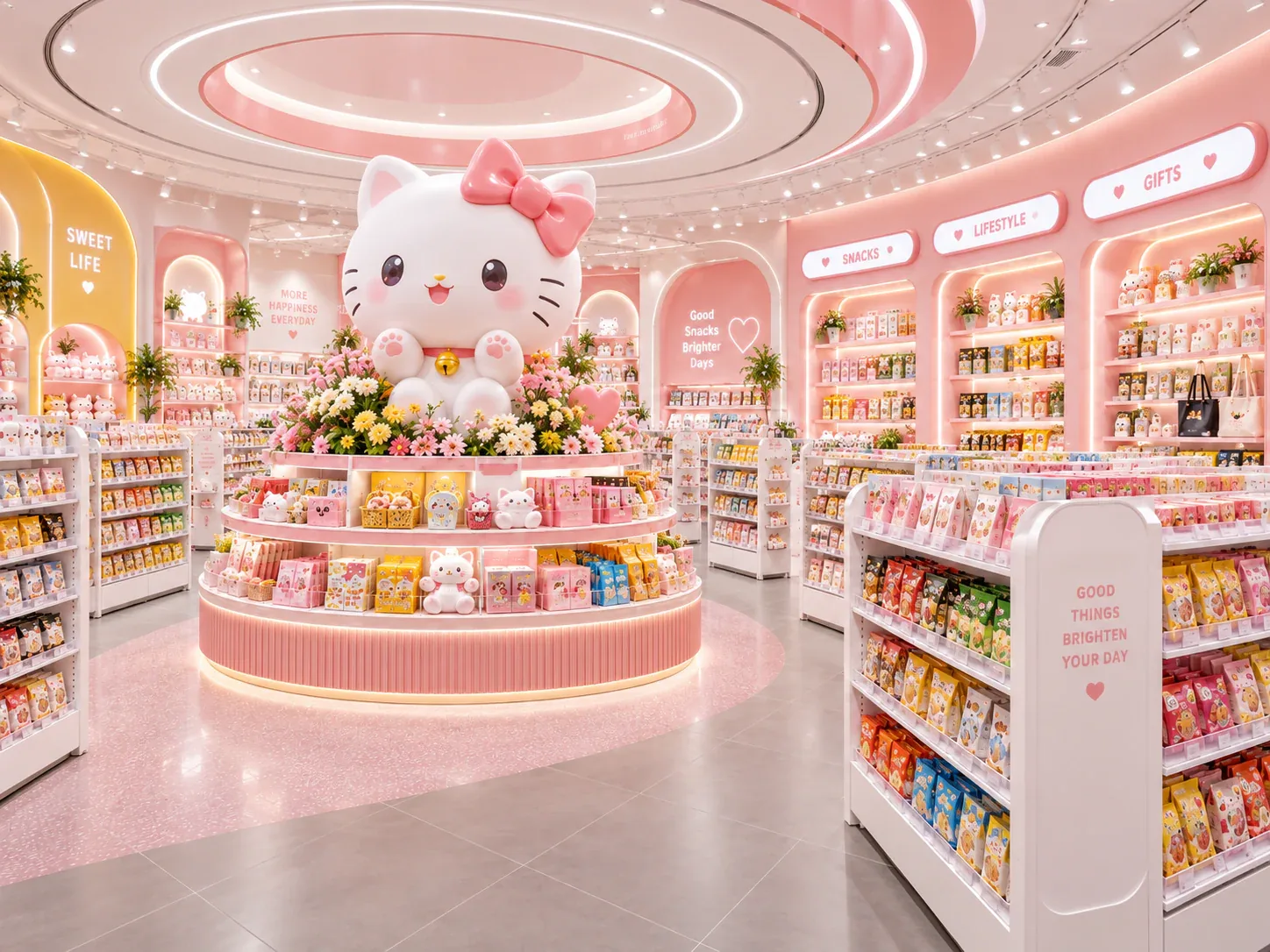 Pastel Pink Character Store with Circular Centerpiece — reference view 2 of 6