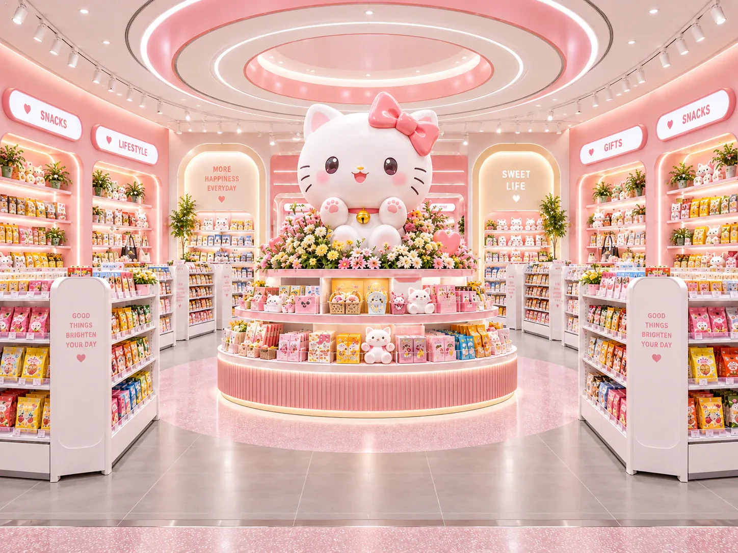 Pastel Pink Character Store with Circular Centerpiece — reference view 3 of 6