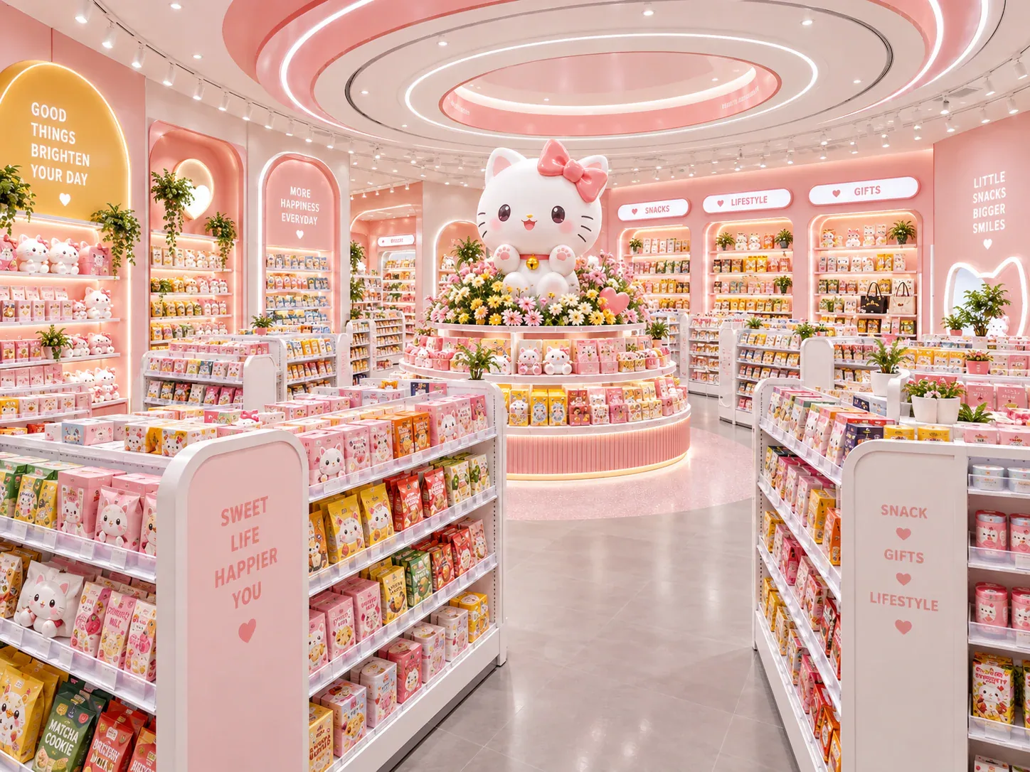 Pastel Pink Character Store with Circular Centerpiece — reference view 4 of 6