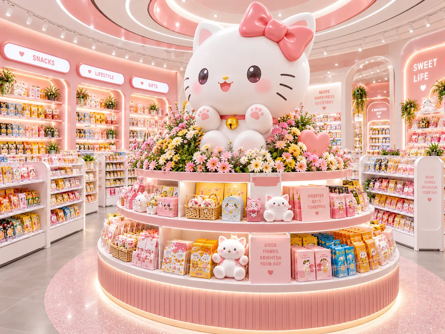Pastel Pink Character Store with Circular Centerpiece — reference view 5 of 6