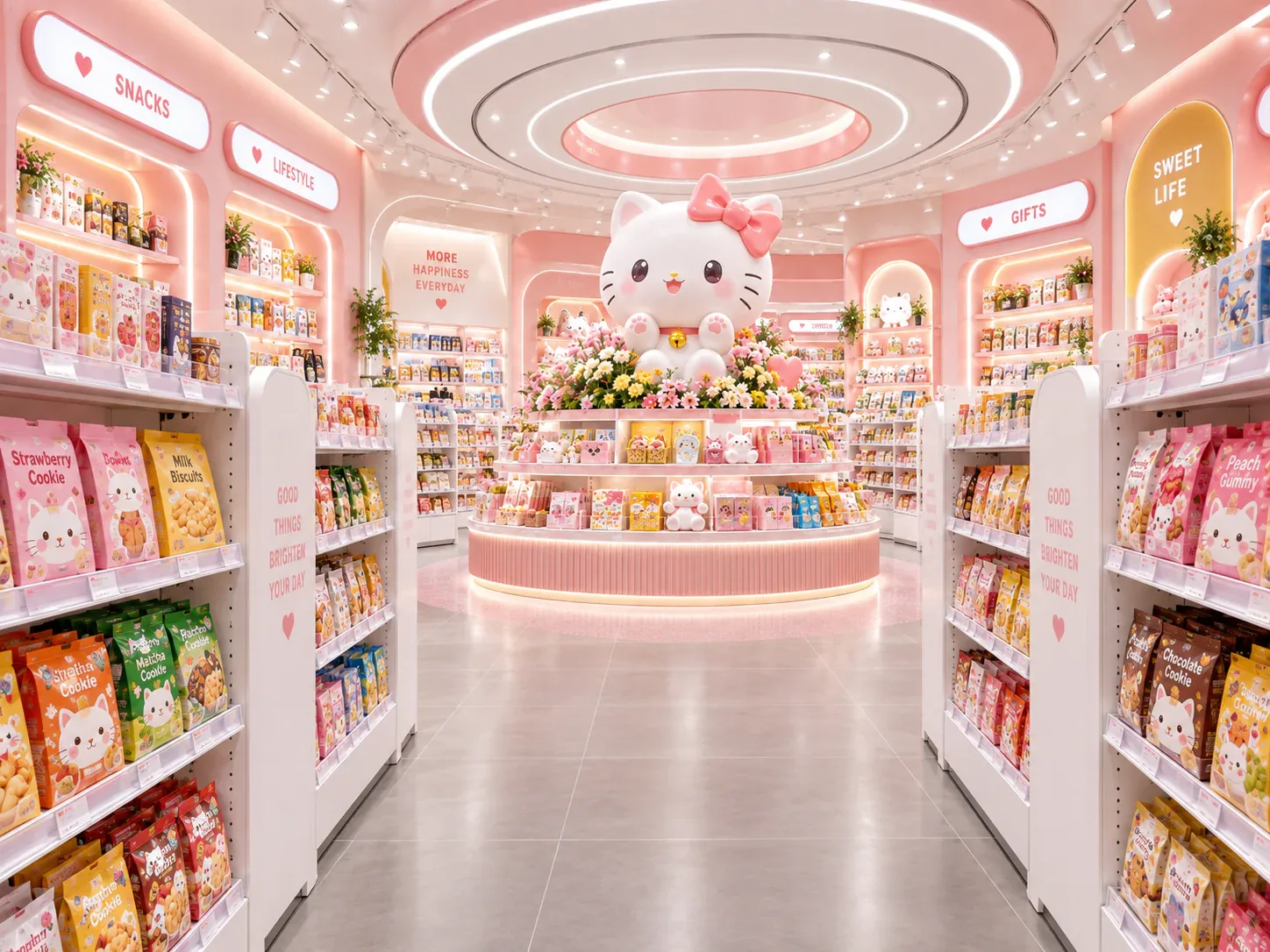 Pastel Pink Character Store with Circular Centerpiece — reference view 6 of 6