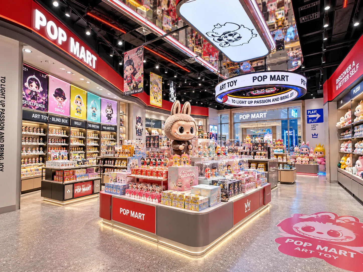 Dark Toy Storefront with Pale Display Islands — reference view 3 of 6