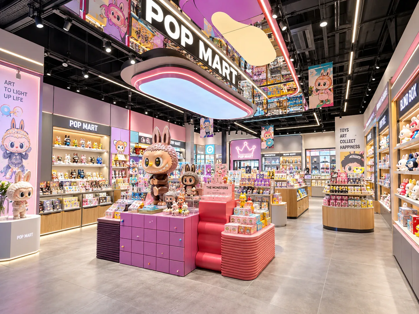 Dark Toy Storefront with Pale Display Islands — reference view 4 of 6