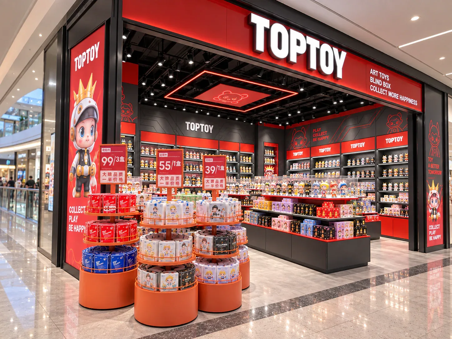 Red and Black Toy Store with Round Launch Displays — reference view 2 of 6