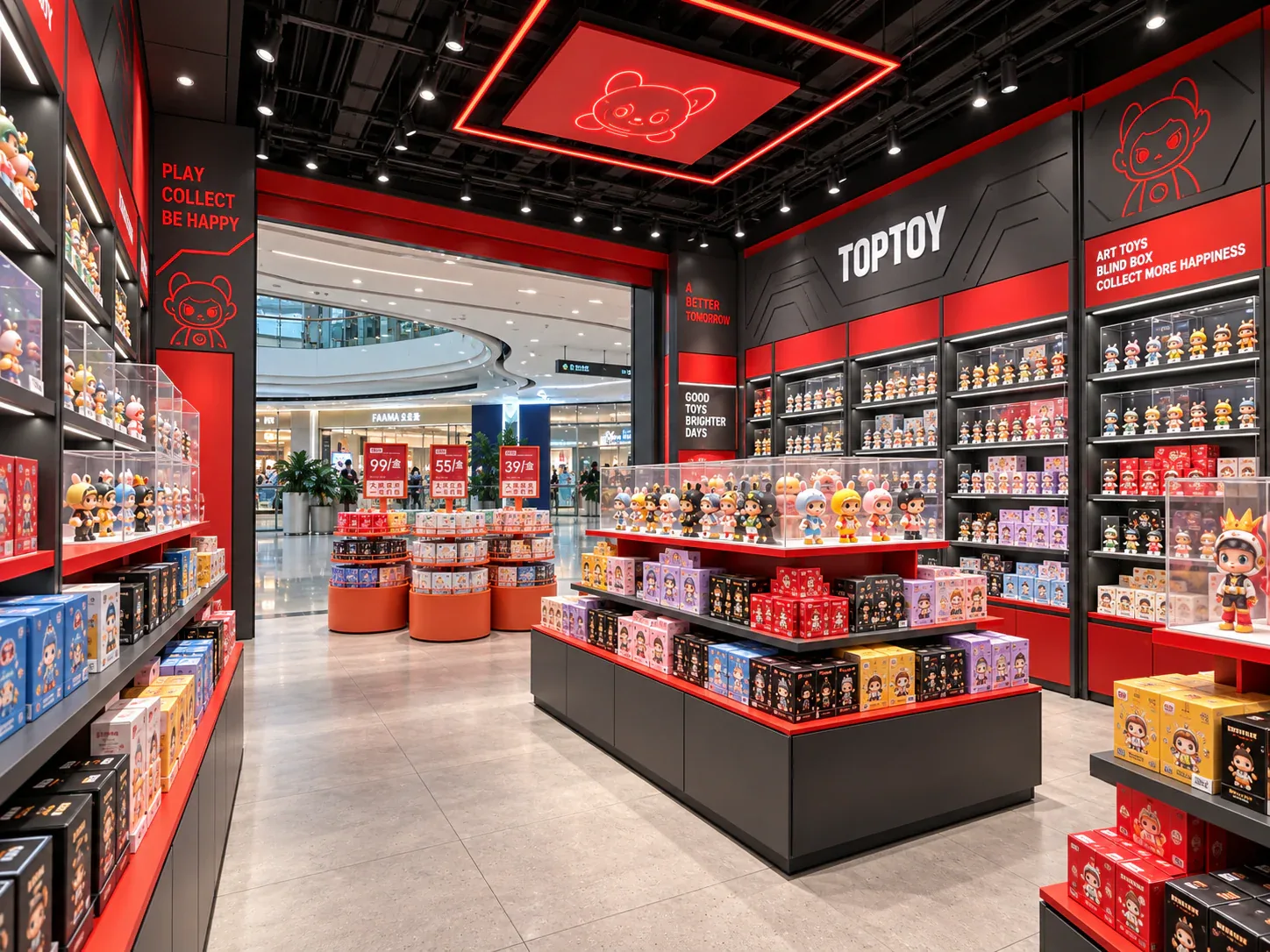 Red and Black Toy Store with Round Launch Displays — reference view 5 of 6