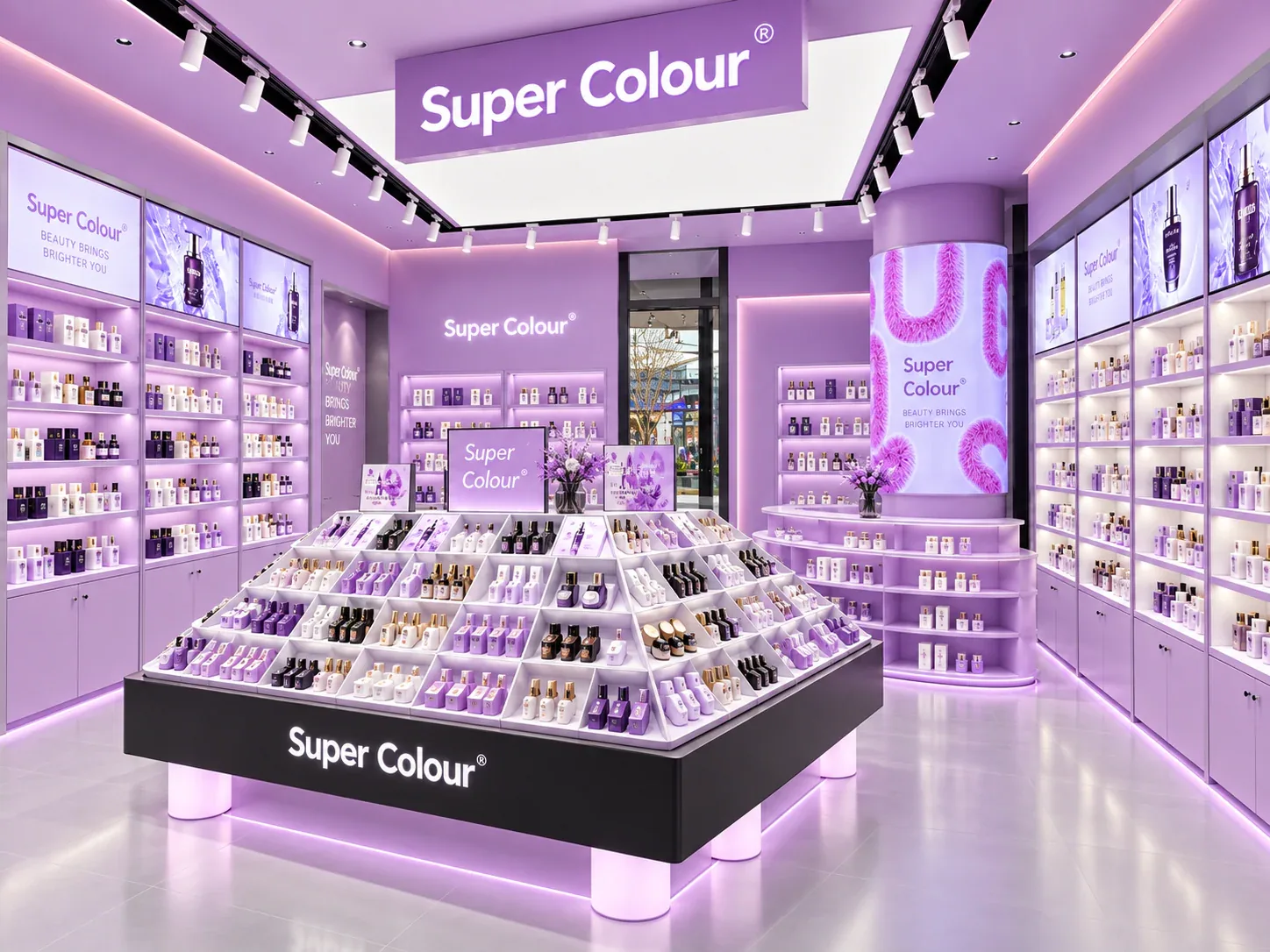 Lavender Retail Concept with Sloped Central Display — reference view 2 of 6