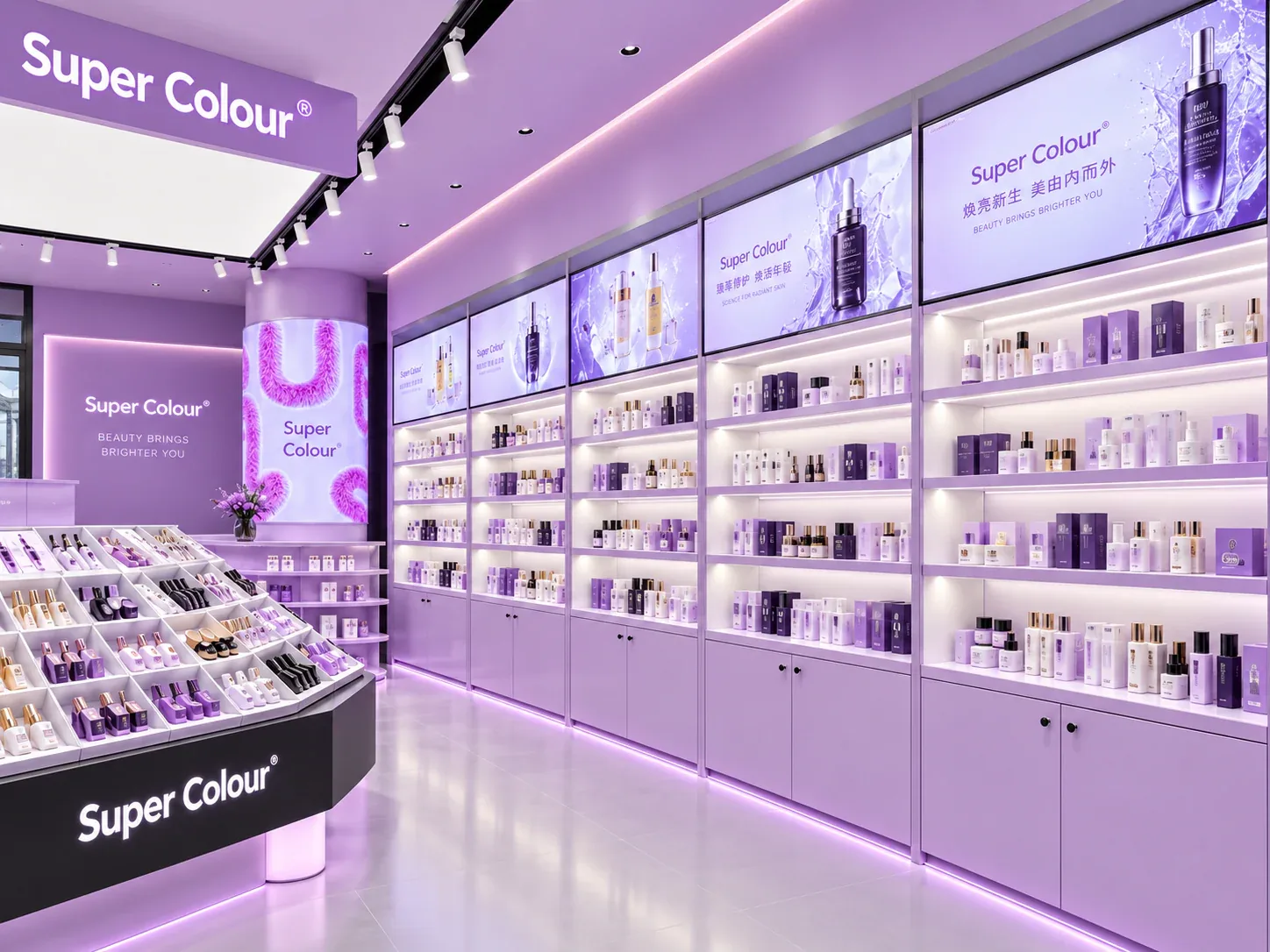 Lavender Retail Concept with Sloped Central Display — reference view 3 of 6