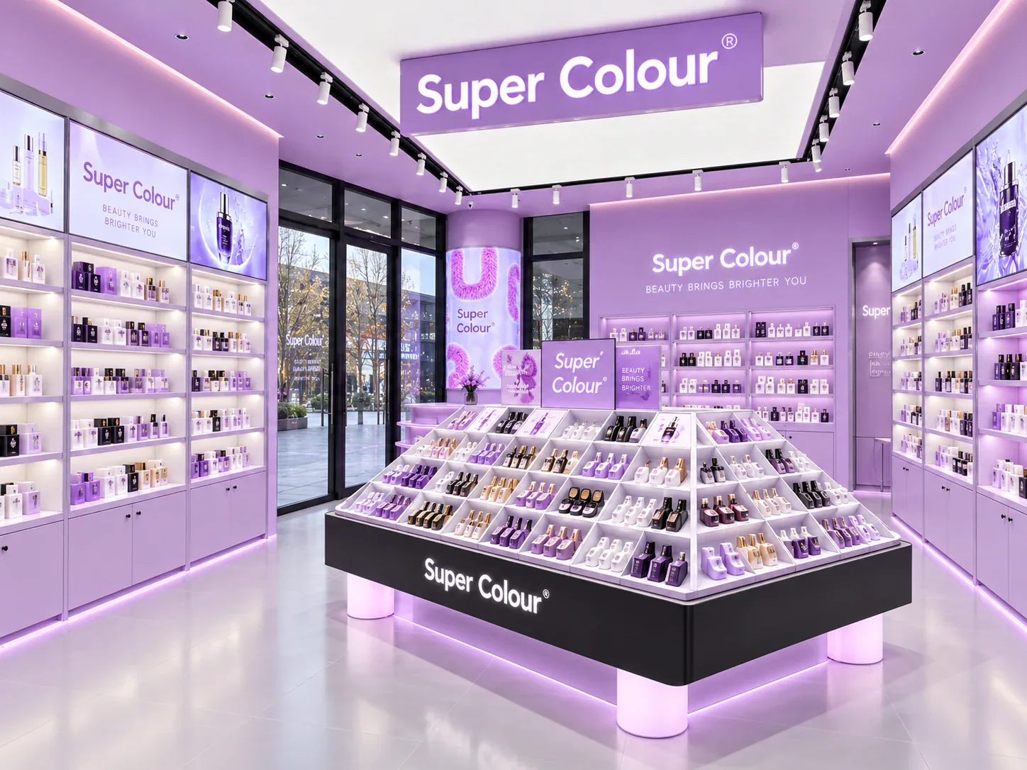 Lavender Retail Concept with Sloped Central Display — reference view 5 of 6