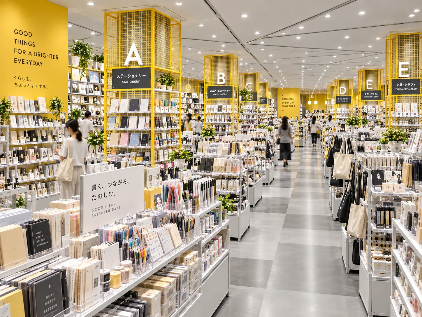 Large White Retail Floor with Yellow Category Markers — reference view 4 of 6