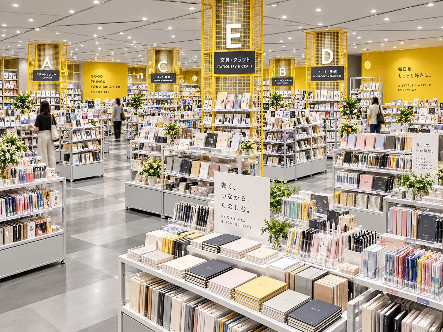 Large White Retail Floor with Yellow Category Markers — reference view 5 of 6