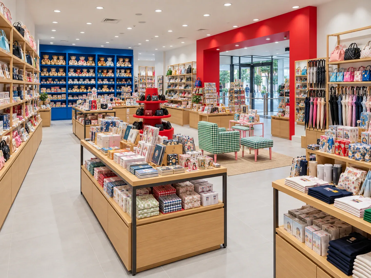 Red and Blue Gift Shop with a Seating Zone — reference view 5 of 6