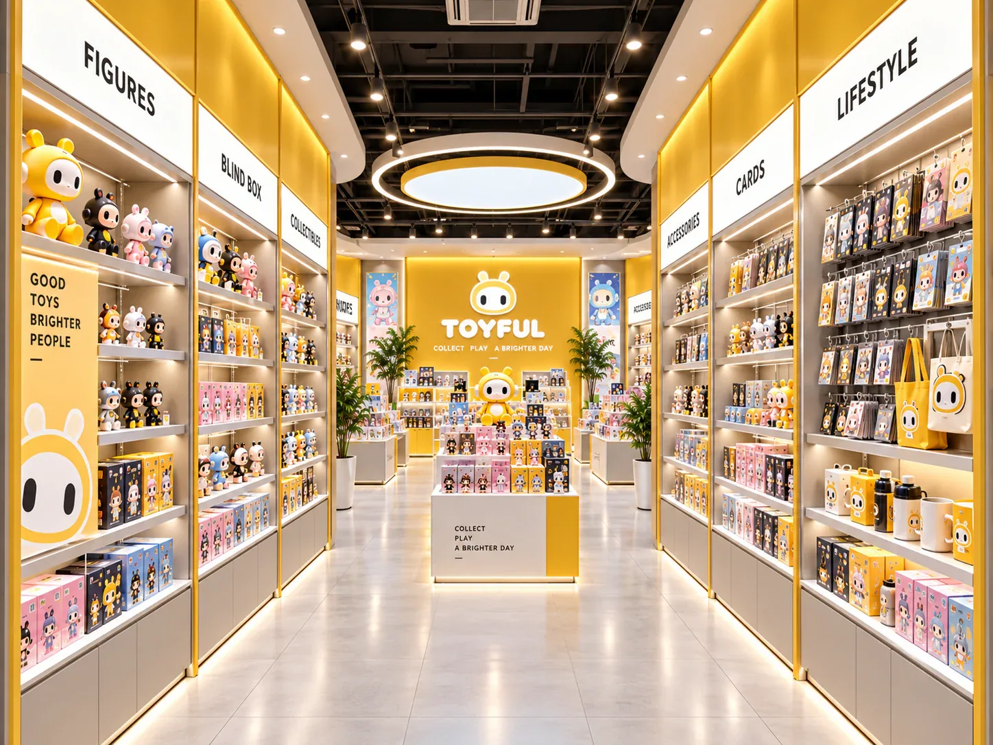 Yellow Toy Shop with Rounded Display Islands — reference view 2 of 6