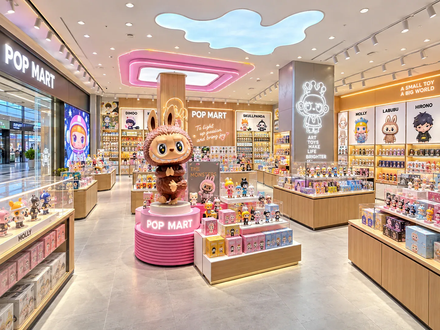 Pink Character Toy Shop with Wood-Toned Islands — reference view 5 of 6