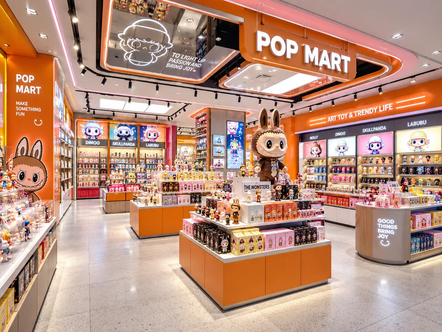 Pink Character Toy Shop with Wood-Toned Islands — reference view 6 of 6