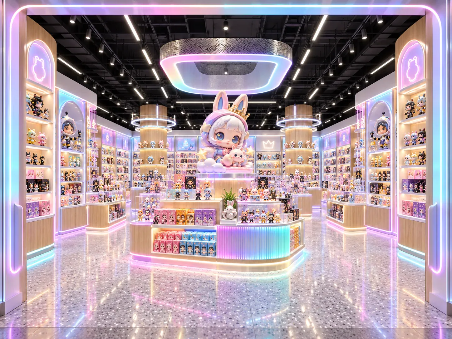 Color-Block Toy Store Fixture Program visual reference