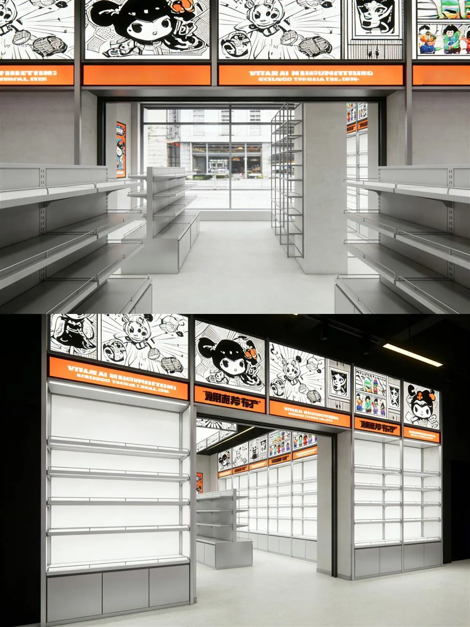 Gray Retail Gondolas under Rectangular Ceiling Lights — reference view 4 of 4