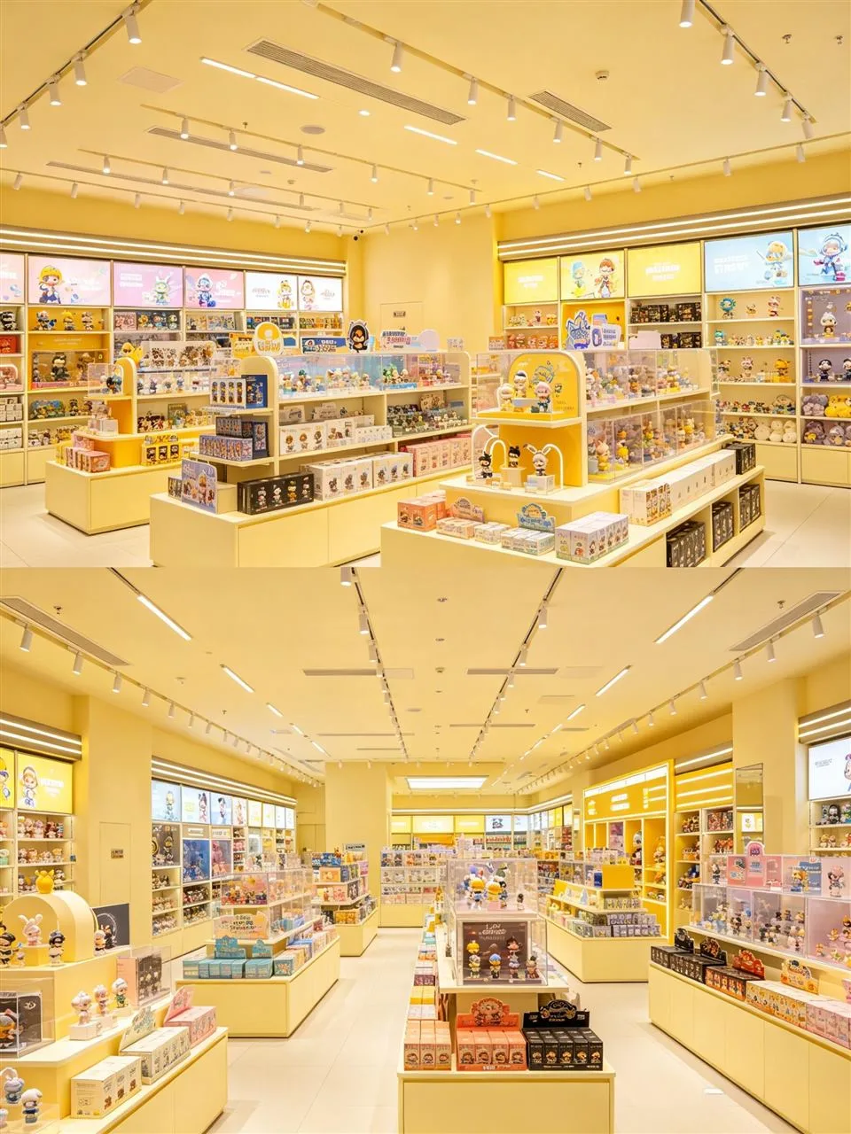 Yellow Toy Shop Layout Shown from Two Angles