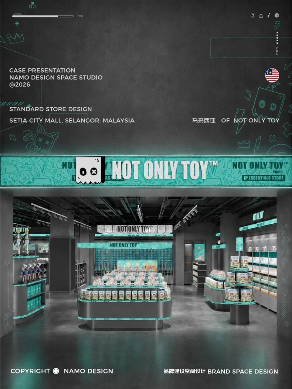 Cyan Toy Store Entrance Presentation Board
