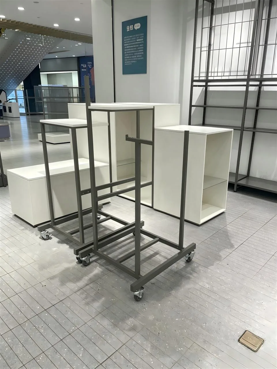 Dark Frame Apparel Display with Two Hanging Levels — reference view 4 of 17