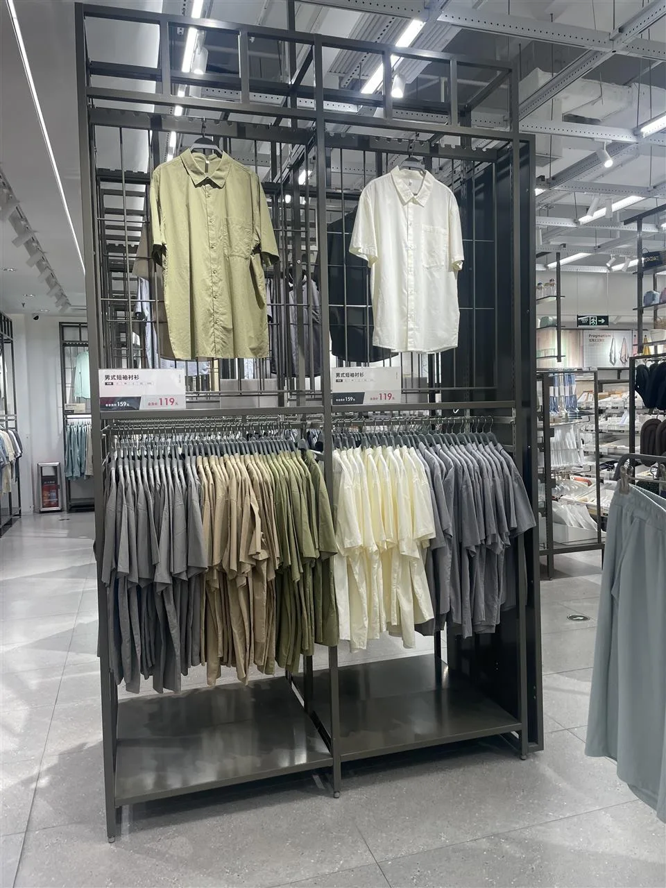 Dark Frame Apparel Display with Two Hanging Levels — reference view 15 of 17