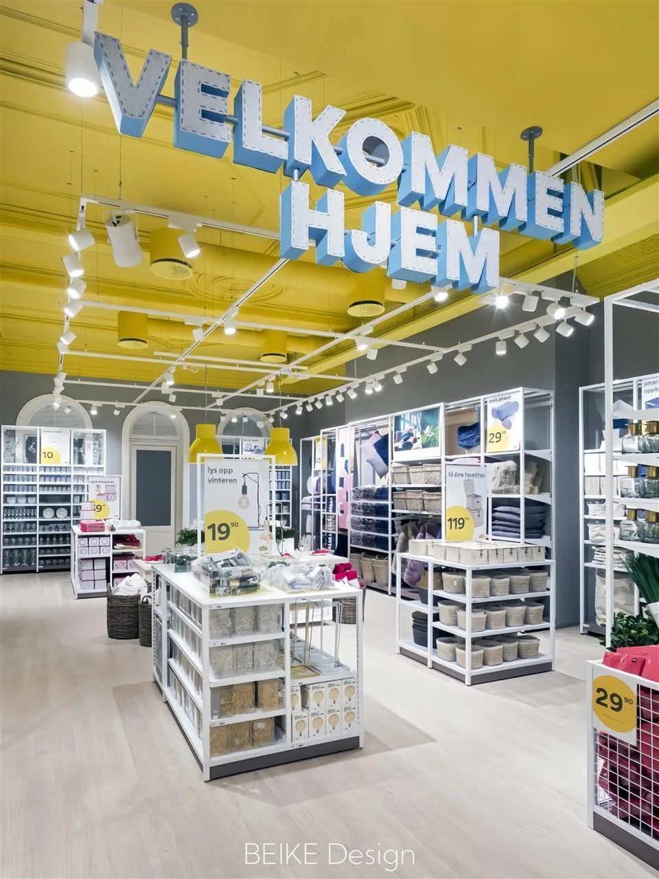 Gray and Yellow Store Fixtures in Two Layout Views — reference view 3 of 3