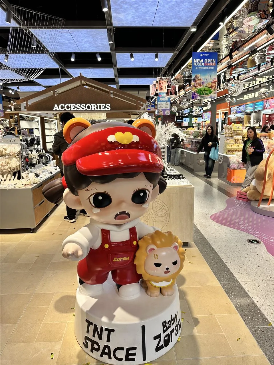 Character Display at a Toy Store Aisle Entrance