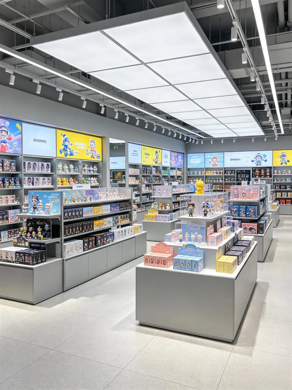 Overhead Gray Toy Store Plan with Tiered Islands — reference view 6 of 6