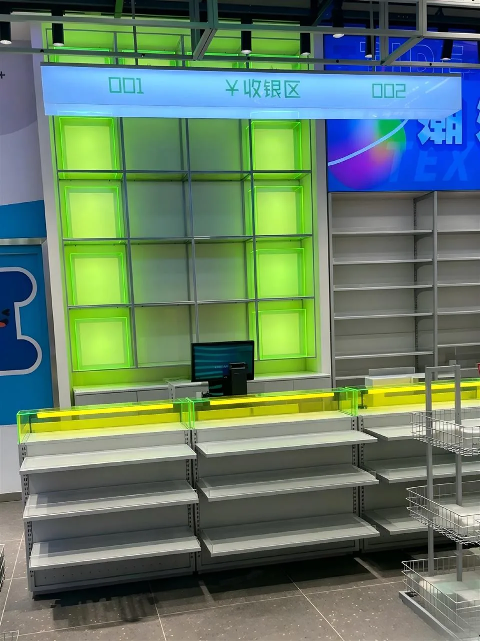 Gray Shelf Bay with Blue Illustrated Header — reference view 5 of 12