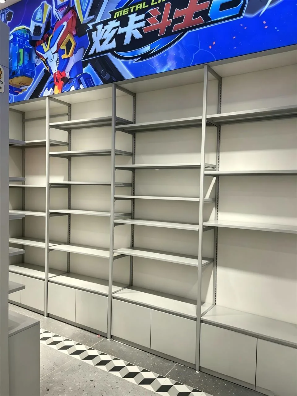 Gray Shelf Bay with Blue Illustrated Header — reference view 7 of 12