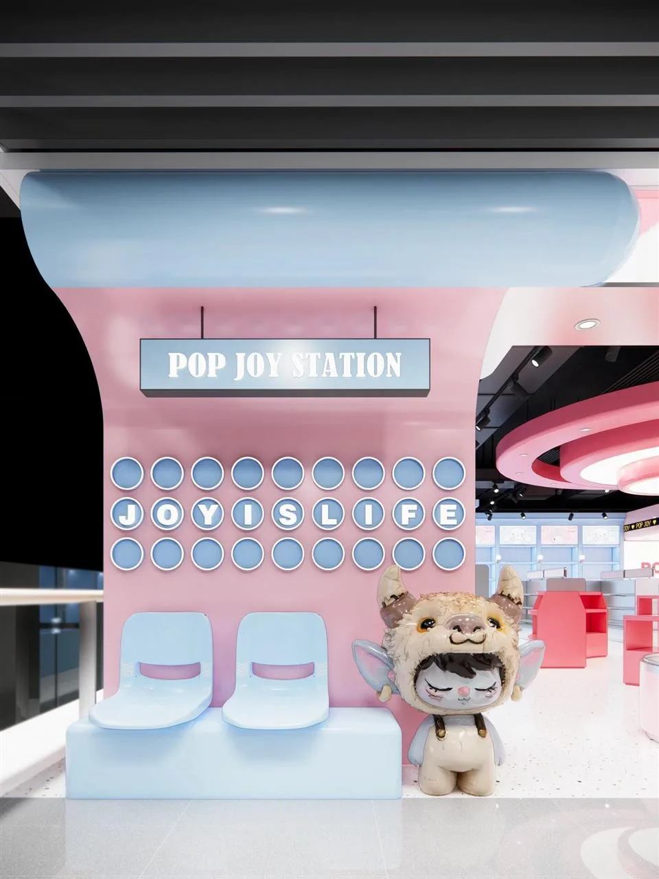 Pastel Toy Store Photo Feature with Small Seats