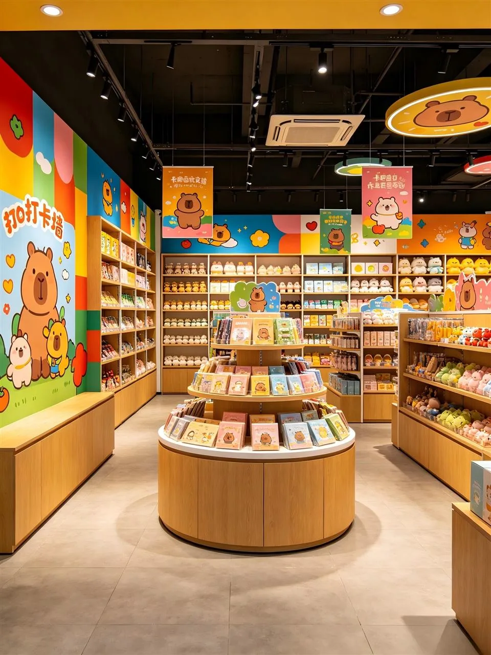 Warm Yellow Toy Shop Entrance and Narrow Aisle — reference view 2 of 8