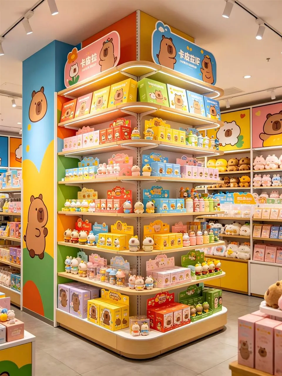 Warm Yellow Toy Shop Entrance and Narrow Aisle — reference view 5 of 8