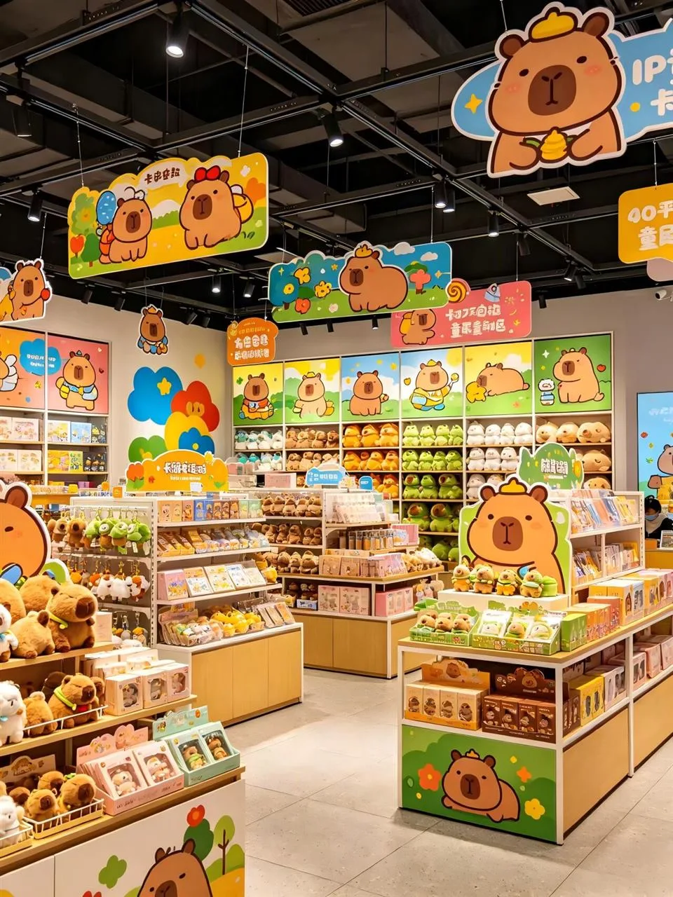 Warm Yellow Toy Shop Entrance and Narrow Aisle — reference view 6 of 8