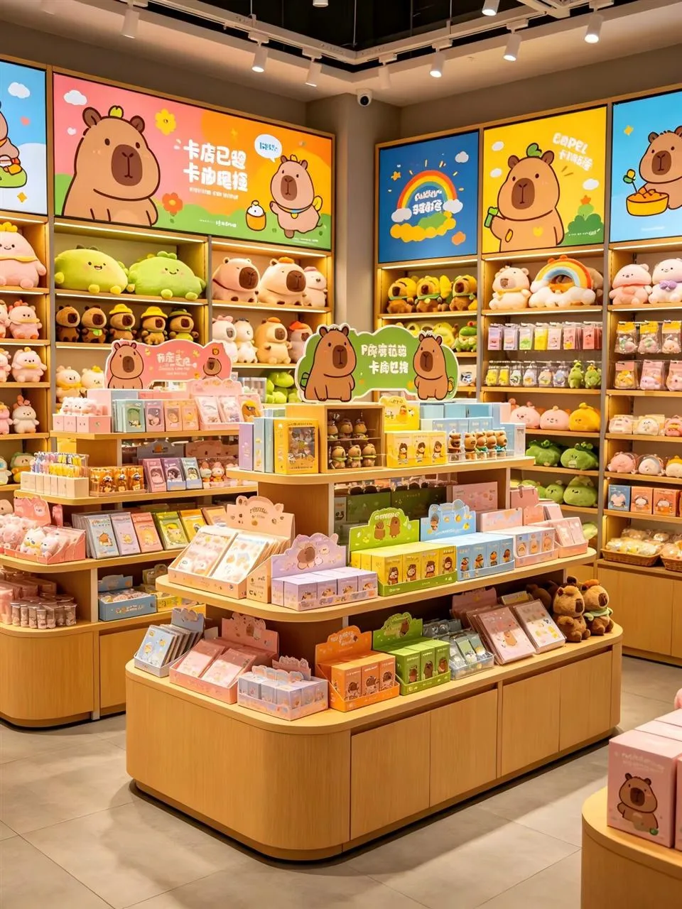 Warm Yellow Toy Shop Entrance and Narrow Aisle — reference view 8 of 8