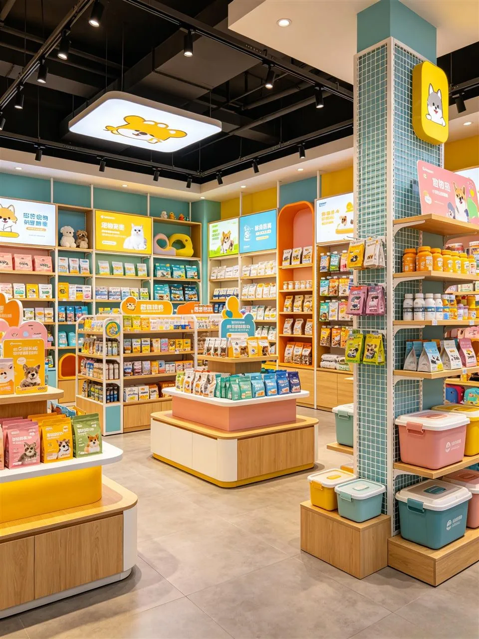Yellow Gift Store with Wood-Toned Feature Tables