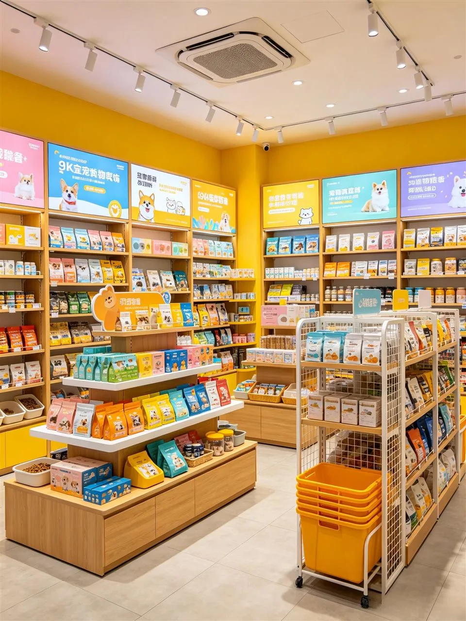Yellow Gift Store with Wood-Toned Feature Tables — reference view 2 of 6