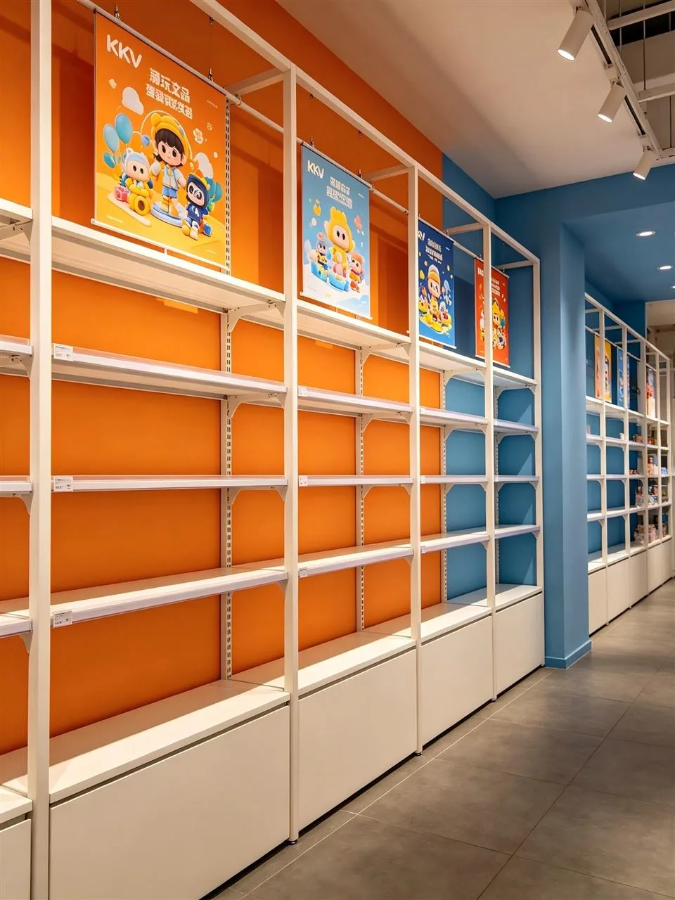 Orange and Blue Toy Corner with Boxed Collectibles — reference view 2 of 4