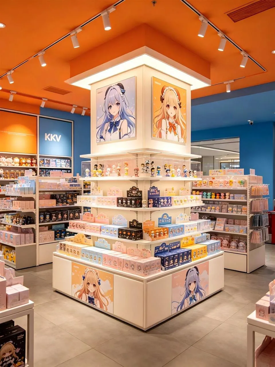 Orange and Blue Toy Corner with Boxed Collectibles — reference view 3 of 4