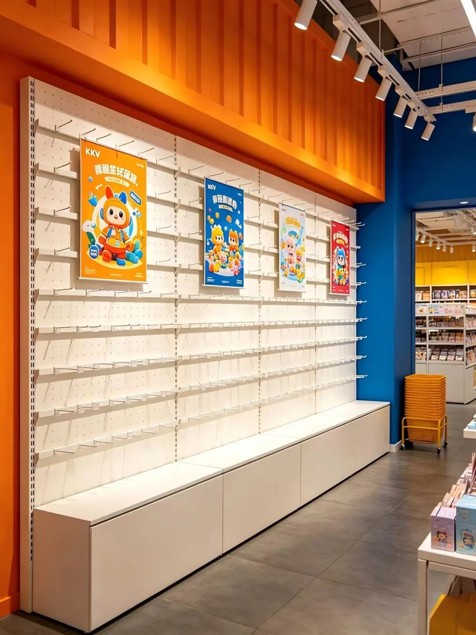 Orange and Blue Toy Corner with Boxed Collectibles — reference view 4 of 4