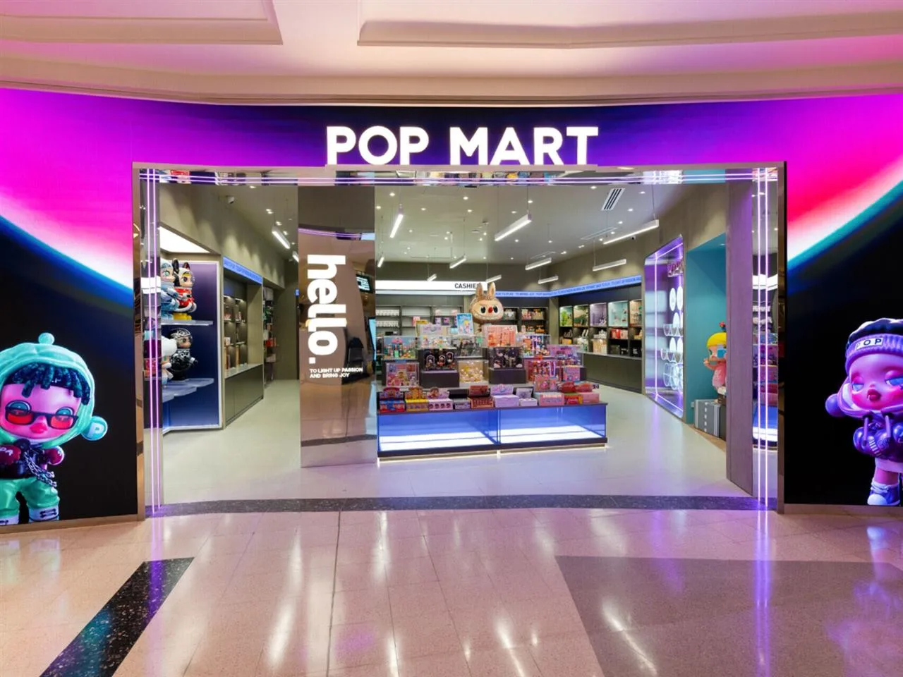 Gradient-Lit Toy Store Entrance with Open Interior View