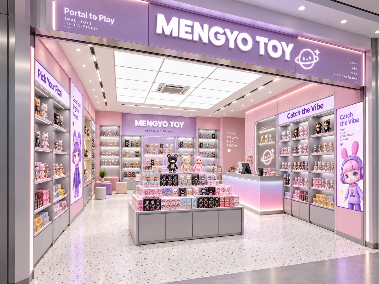 Lavender Toy Boutique with Recessed Wall Shelves — reference view 2 of 6