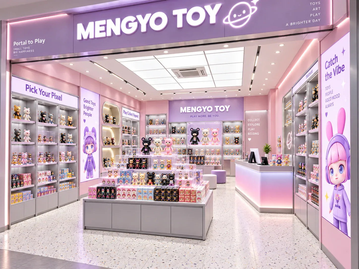 Lavender Toy Boutique with Recessed Wall Shelves — reference view 3 of 6