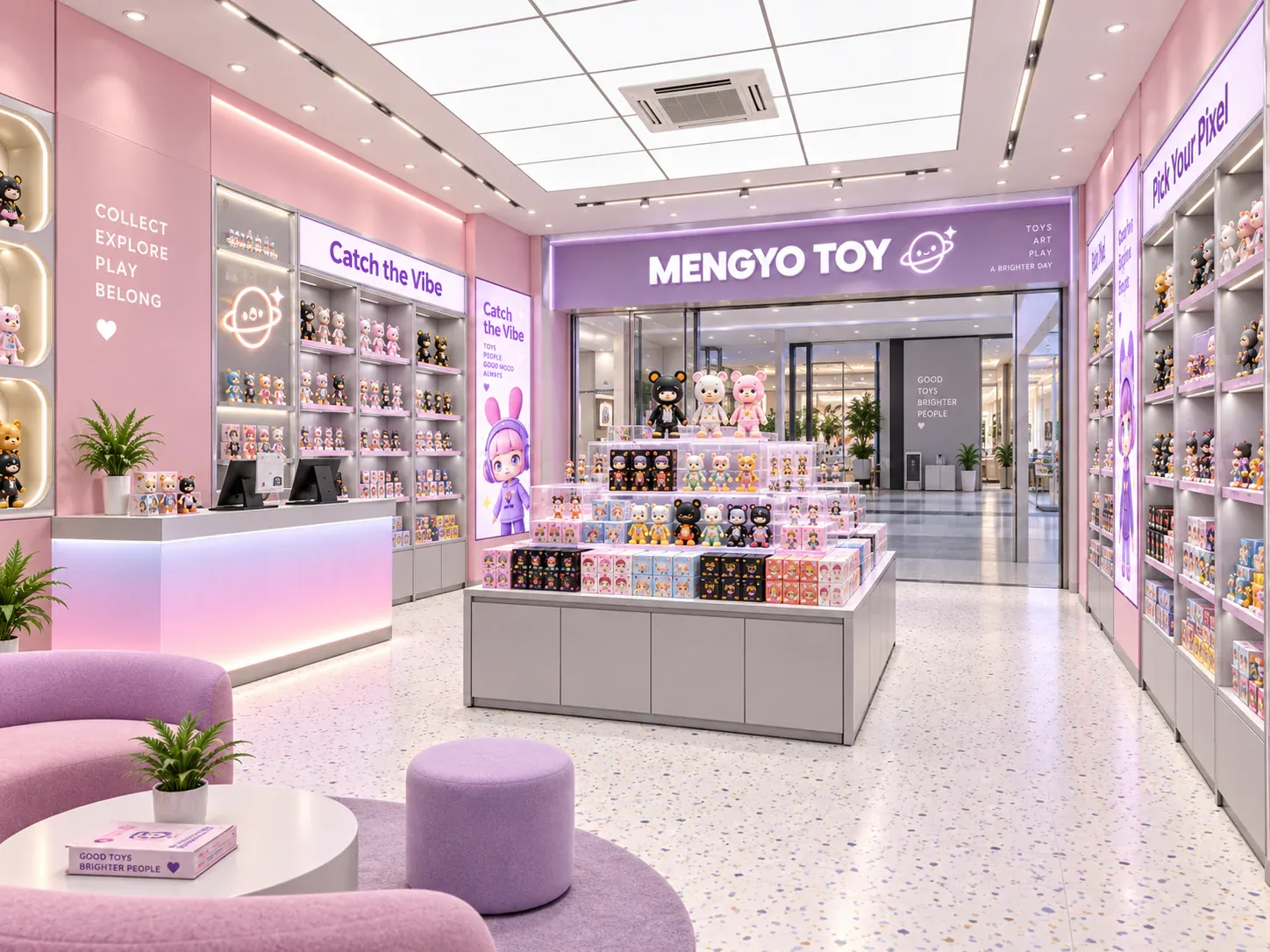 Lavender Toy Boutique with Recessed Wall Shelves — reference view 4 of 6