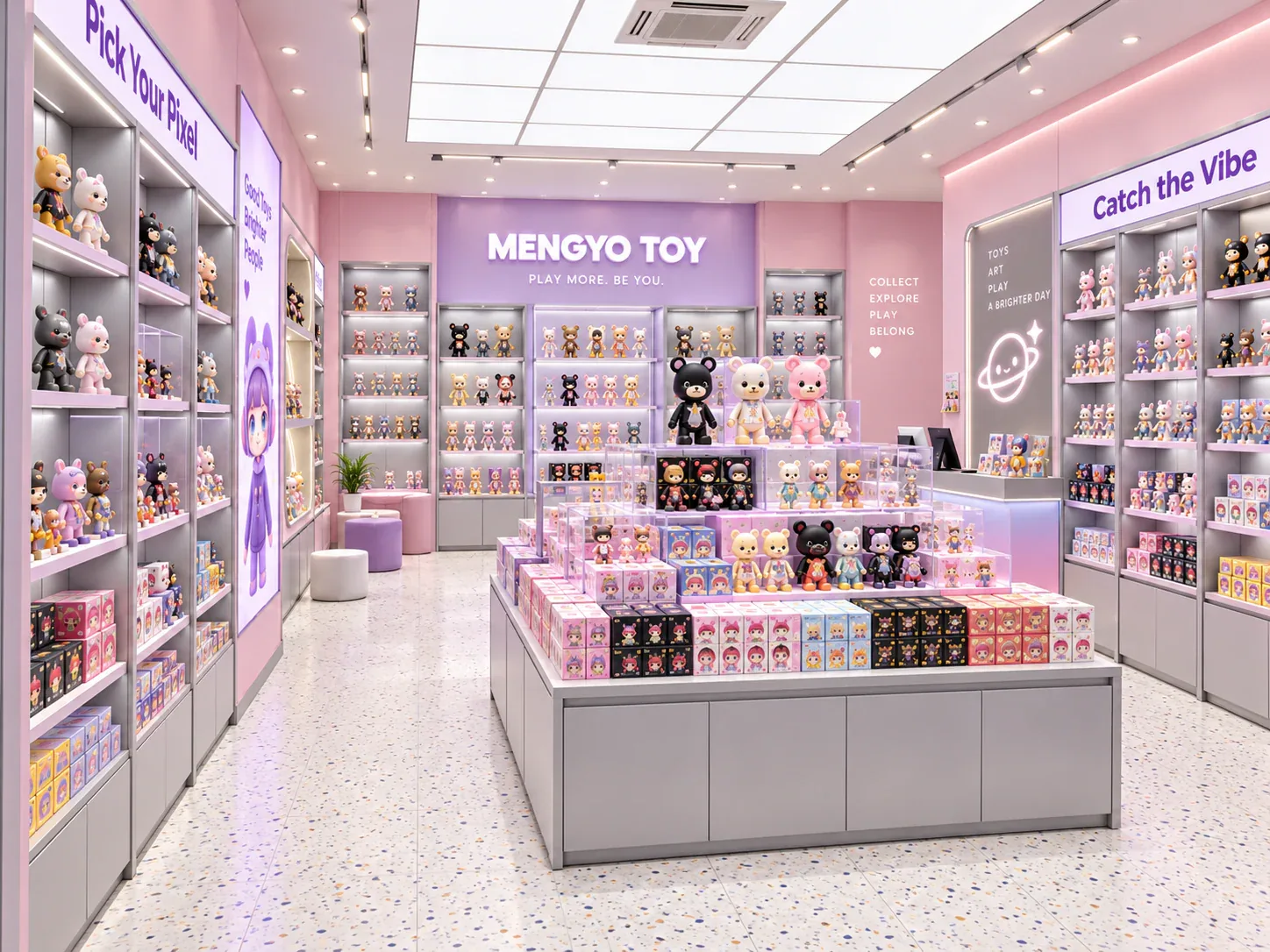 Lavender Toy Boutique with Recessed Wall Shelves — reference view 5 of 6