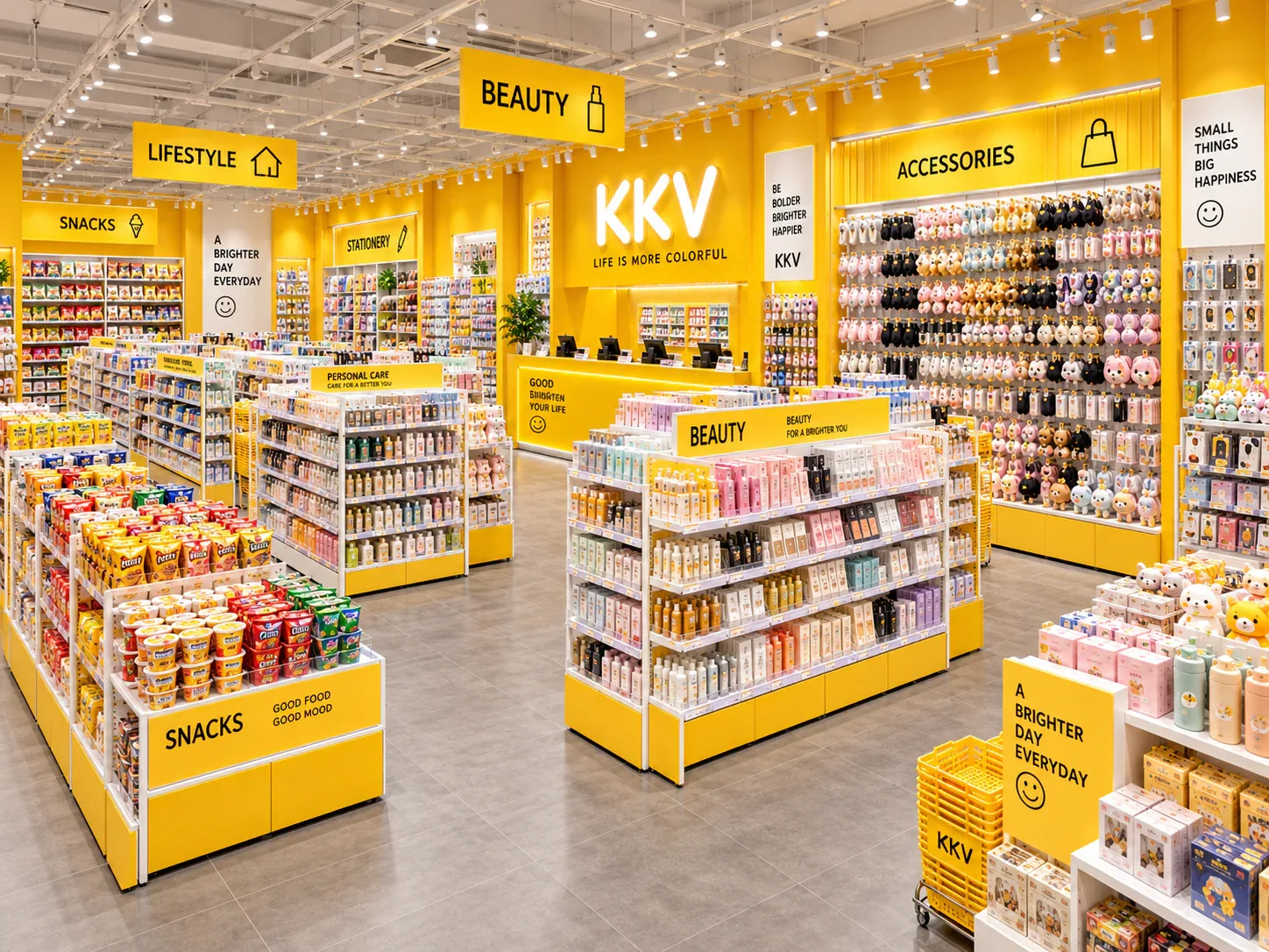 Yellow Lifestyle Store with Long White Gondolas — reference view 2 of 6