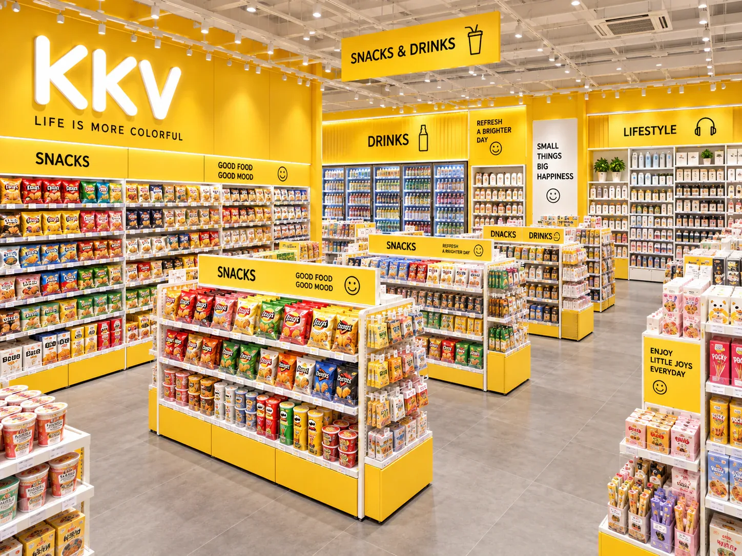 Yellow Lifestyle Store with Long White Gondolas — reference view 5 of 6